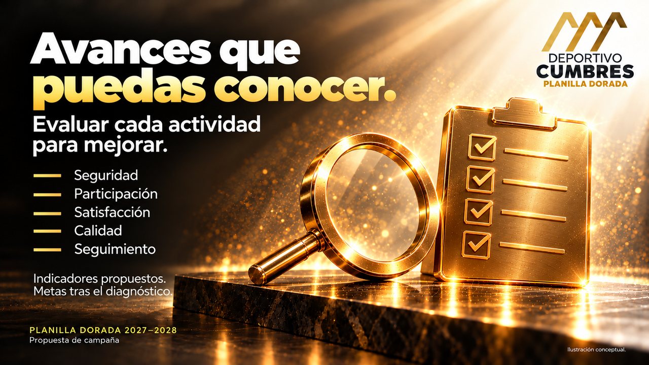 Instrumentos de revisión dorados que simbolizan la evaluación de avances.